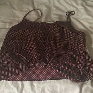 Red polka dot tank top with tie waist detail